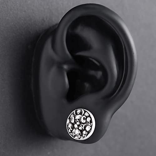 2PCS Surgical Steel Screw Fit Flesh Tunnels Skeleton Gothic Ear Expander Stretching Plugs Gauge 0G-1"(8mm-25mm)