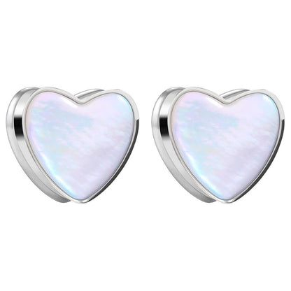 2PCS 8mm-25mm Pearl Shell Ear Gauges Saddle Tunnels 316L Stainless Steel Teardrop Heart Shape Double Flared Plugs Expander Stretcher Piercing