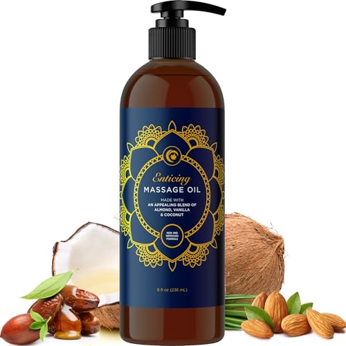 Aromatherapy Sensual Massage Oil for Couples - Relaxing Full Body Massage Oil for Date Night with Sweet Almond Oil - Vegan Lavender Massage Oil for Massage Therapy Smooth Gliding Formula 8 Fl Oz