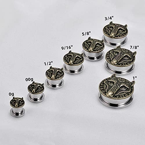 1 Pair Retro Ear Gauges Screw Fit Plug Flesh Tunnels Cat Fox Elephant Stretcher Earrings Hanger Expander Piercing Jewelry 8mm-25mm