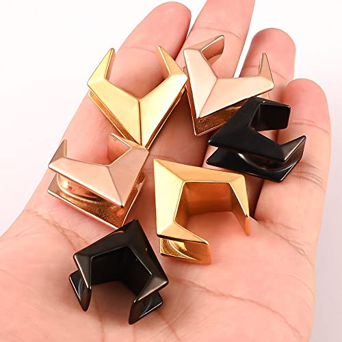 DOEARKO 2PCS Ear Gauges Cool Rhombus Saddle Ear Plugs Body Piercing Tunnels 316 Stainless Steel Hypoallergenic Earrings Plugs for Ears Expander Body Jewelry