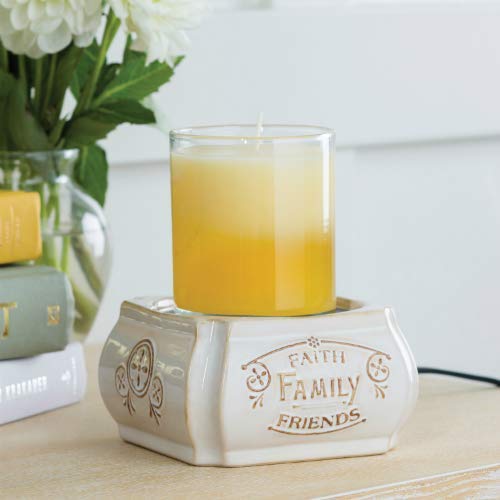 Candle Warmers Etc 2-In-1 Candle and Fragrance Wax Melt Warmer For Warming Scented Candles or Wax Melts and Tarts With To Freshen Room, Slate