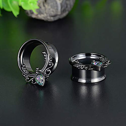 COOEAR 1 Pair Surgical Steel Ear Gauges Double Flared Seashell Ear Tunnels and Plugs Earrings Stretcher.