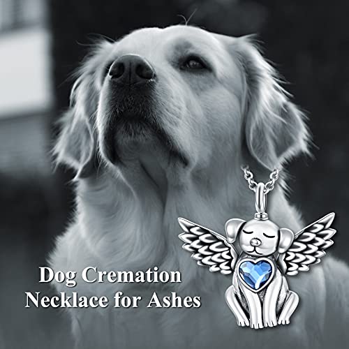 AOBOCO 925 Sterling Silver Dog/Cat Urn Necklace for Ashes Pet Cremation Keepsake Necklace Memorial Jewelry Gift for Women