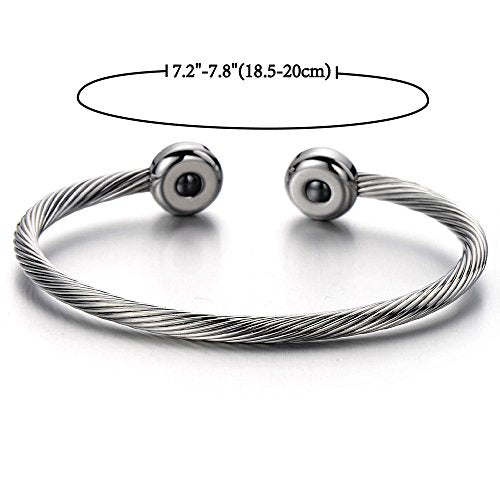 COOLSTEELANDBEYOND Elastic Adjustable Stainless Steel Cuff Bangle Bracelet for Mens Womens