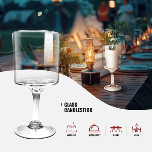 Glass Candleholders Tea Light Candle Holders Clear Wedding Weddings Hurricane Tall Elegant Ideal for Dining Party Home Decor Parties Table Settings Gifts Different Sizes (1 Set Small Clear)