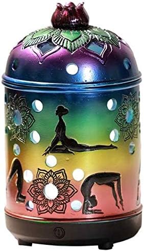 Ebros Gift Buddhist Lotus Mandala Chakra Zones Rainbow 7 Colors Wiccan Yoga Meditation Poses Essential Oil Diffuser with Colorful LED Lights and Electronic USB Power Cord Home Aromatherapy Accessory