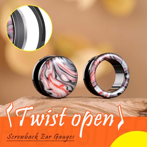 4PCS Stainless Steel Ear Gagues Ink Mixing Type Ear Tunnels and Plugs Screw Fit Expander Stretcher Piercings