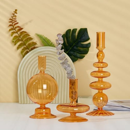 Candlestick Holders, Glass Candle Holders for Table Centerpiece, Taper Candle Stand Modern Style Black Candle Holder for Wedding Decor and Dinner Party (Color : Black)