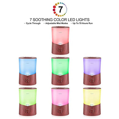 BlueHills Premium 2000 ML XL Essential Oil Diffuser Aromatherapy Humidifier for Large Room Home 40 Hour Run Huge Coverage Area 2 Liter Extra Large Capacity Diffuser Dark Wood Grain (E003)