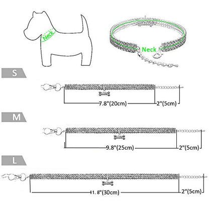 Pet Collar with Diamonds, Adjustable Crystal Diamond Elastic Heart Claw Pendant Wedding cat and Dog Small pet Necklace Jewelry