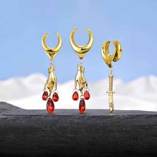 1 Pair Ear Gauges 8mm-25mm Dangle Plug Saddle Tunnels Brass Ear Hanger Stretcher Expander Earrings For Women Body Piercing Jewelry