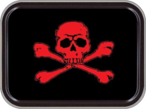 Stash Tins Red Skull & Crossbones Storage Container 4.37" L x 3.5" W x 1" H