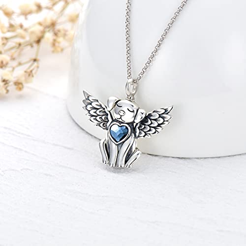 AOBOCO 925 Sterling Silver Dog/Cat Urn Necklace for Ashes Pet Cremation Keepsake Necklace Memorial Jewelry Gift for Women