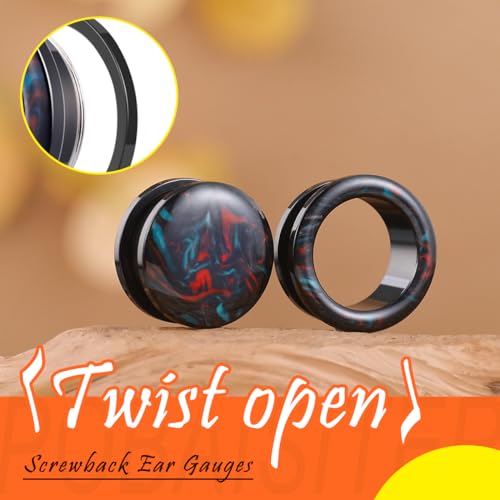 4PCS Stainless Steel Ear Gagues Ink Mixing Type Ear Tunnels and Plugs Screw Fit Expander Stretcher Piercings