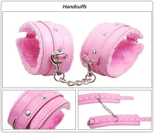 Pink PU Leather Sex Hand Cuffs Bracelets for Women Men Adult Sex Bondage Handcuffs for Wrist Ankle BDSM Set Bed Restraints Sex Kit Sex Straps Sex Fuzzy Handcuffs Set for Bedroom Hoodies Yoga B-3