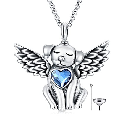 AOBOCO 925 Sterling Silver Dog/Cat Urn Necklace for Ashes Pet Cremation Keepsake Necklace Memorial Jewelry Gift for Women