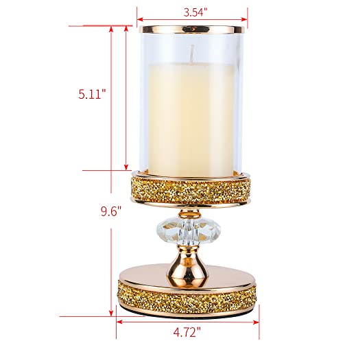 Candle Holder for Pillar Candle, Pillar Candle Holders for Wedding, Coffee Dining Table, Christmas, Table Centerpieces, Home Décor ZXC048D (1 Crystal Ball)