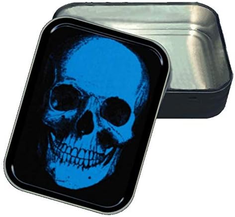 Stash Tins Blue Skull Storage Container 4.37" L x 3.5" W x 1" H