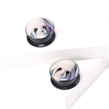 1 Pair Acrylic Solid Screw On Ear Plugs Tunnels Santa Muerte Death Goodness Resin Allergy Free Stretcher For Women Men Body Piercing Jewelry