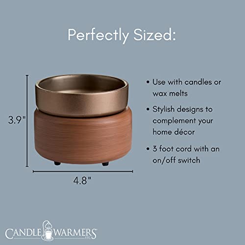 Candle Warmers Etc 2-In-1 Candle and Fragrance Wax Melt Warmer For Warming Scented Candles or Wax Melts and Tarts With To Freshen Room, Slate