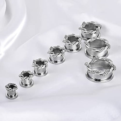 2PCS Stainless Steel Ear Gauges Screw Back Fit Tunnels For Ear Articulated Snake Cool Ear Stretchers Expander Double Flared Body Piercing Jewelry 0g-1inch