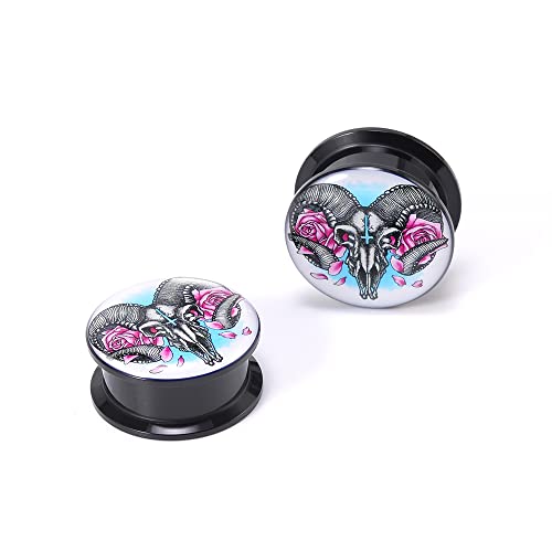 1 Pair Acrylic Solid Screw On Ear Plugs Tunnels Jack Skellington Scream Resin Allergy Free Stretche Nightmare Before Christmasr For Women Men Body Piercing Jewelry