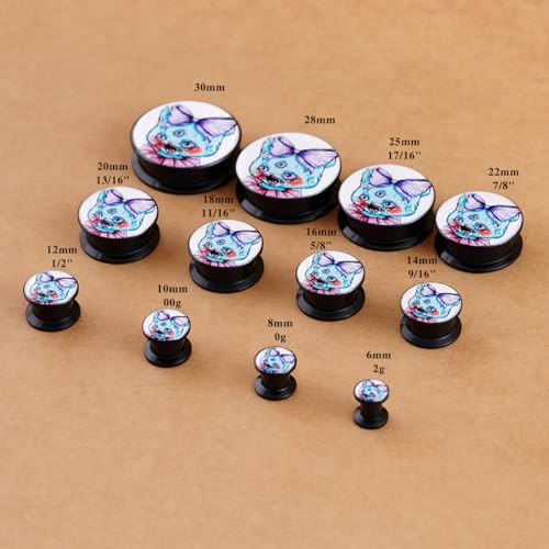 2PCS Acrylic Solid Screw On Ear Plugs and Tunnels Hand Drawn Illustrations Epoxy Allergy Free Ear Gauge Stretcher For Women Men Body Piercing Jewelry