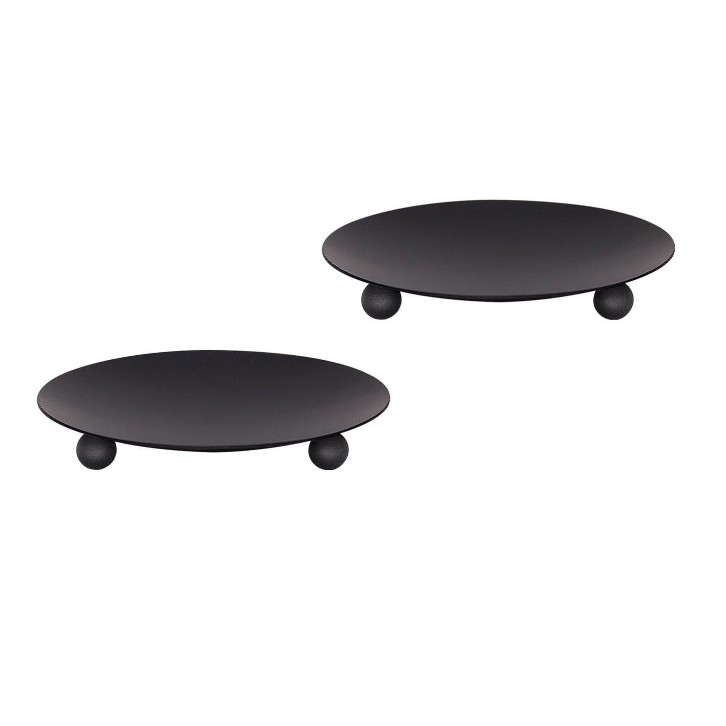 Candle Holder Decorative Iron Plate,Candle Stand for LED & Wax Candles,Spa,Bathroom,Weddings,4.33x0.78inch,Set of 3 (Matte Black)