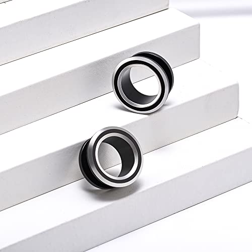 2PCS 316L Stainless Steel Two-color Screw Tunnel Ear Plug Expander Stretcher Gauge 0G-1"