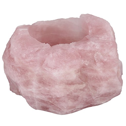 rockcloud Natural Raw Rose Quartz Taper Tea Light Candle Holder Air Plant Holder Healing Stone Home Decoration Figurine