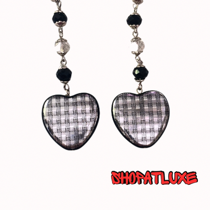 CHECKERBOARD HEART EARRINGS