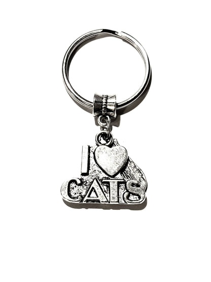 I Love Cats Dual Charm Keychain