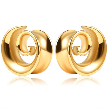 2PCS Spiral Saddle Ear Tunnels Plugs 316 Stainless Steel Ear Gauges Hypoallergenic Earrings Expander Stretcher Piercing Body Jewelry 0g-1"(8mm-25mm)