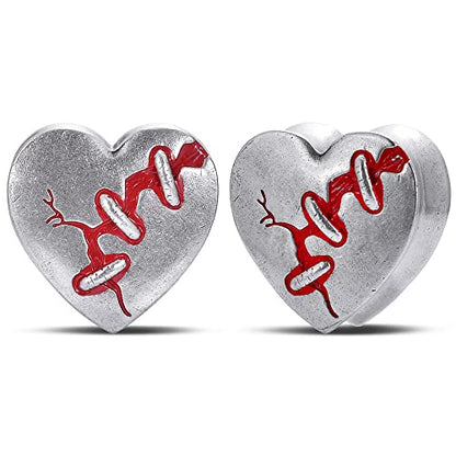 2PCS Ear Gauges Double Flared Plugs Sweet Cool Ear Stretcher Expander Heart Shape Gauge Earrings For Women Cute Piercings 0g-1"