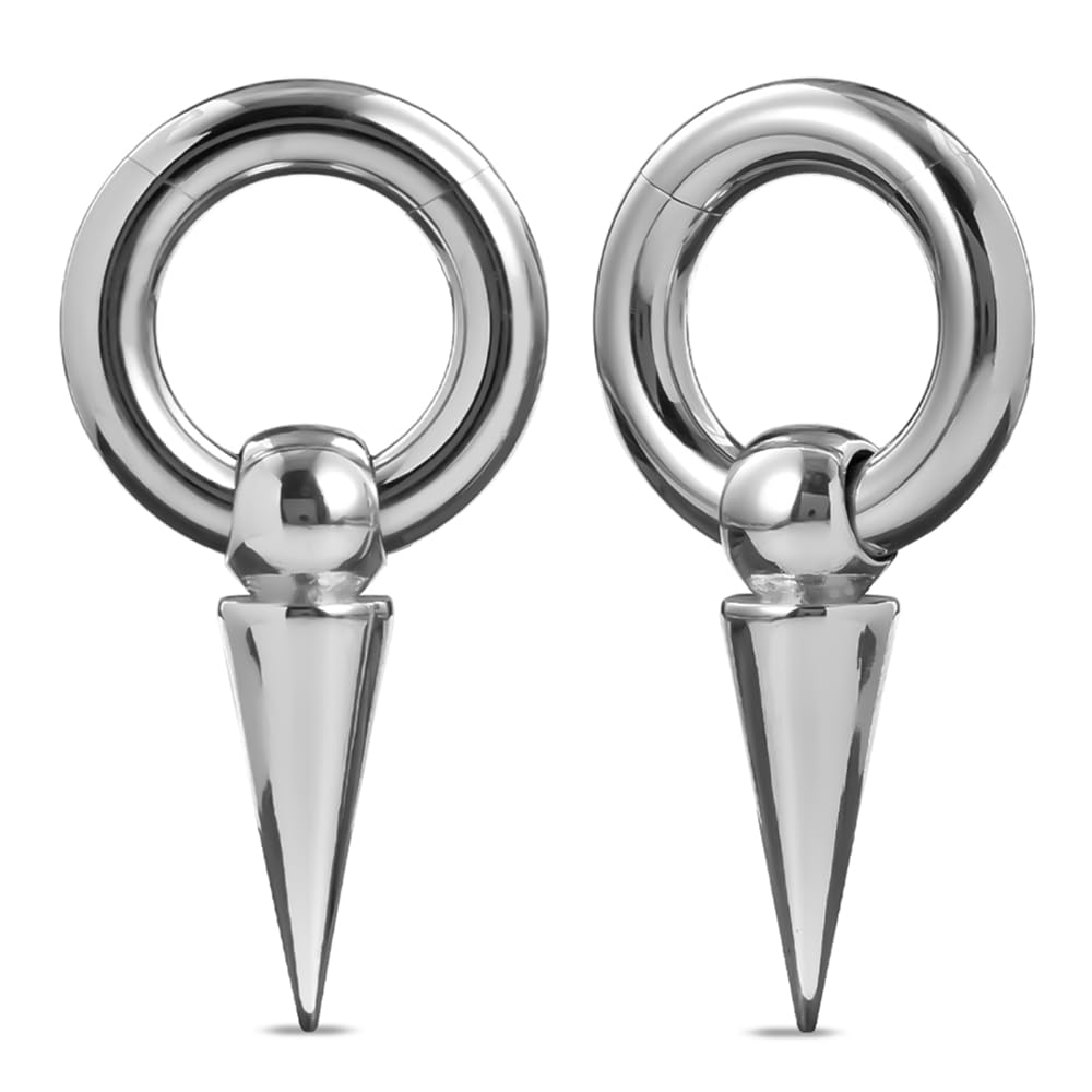 1 Pair Seamless Ear Weight Hoop Gauge Earrings For Stretched Ears Dangle Gauge Hanger 2g 0g 00g Plug Tunnels For Ear Women Body Piercing Jewelry