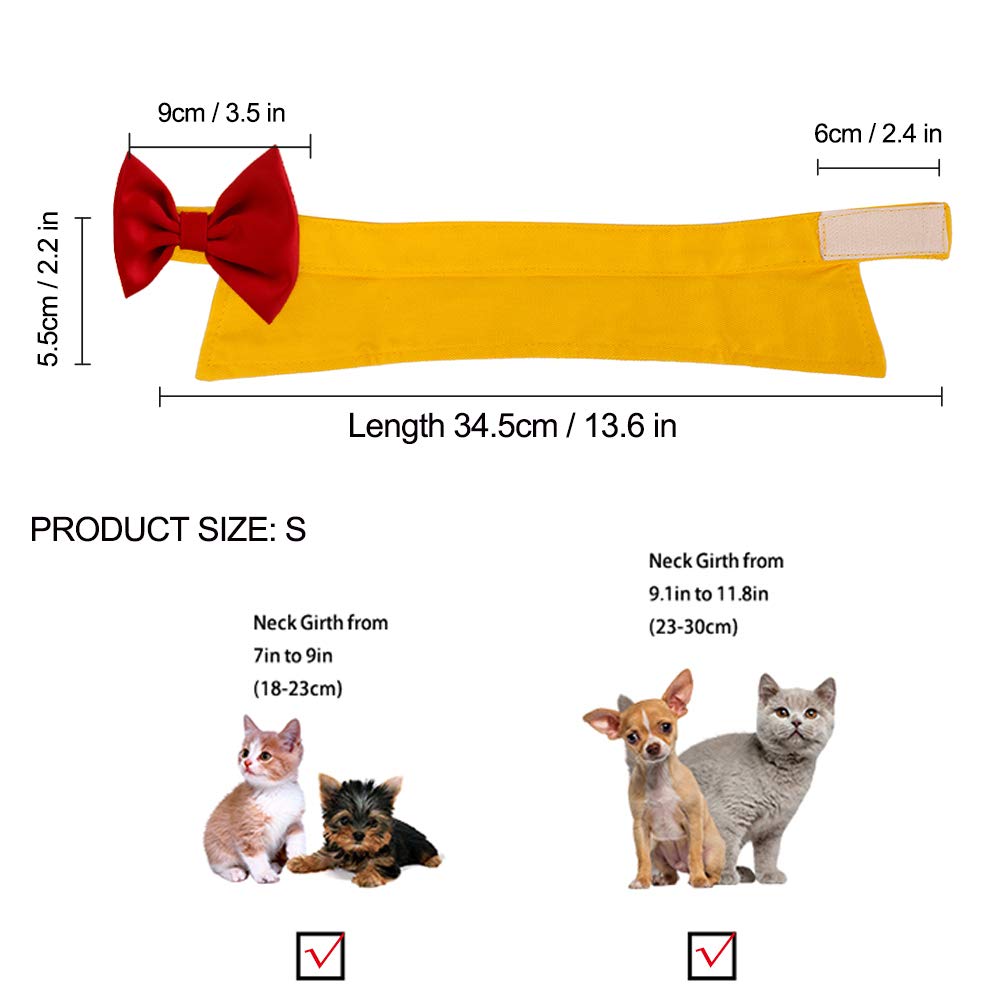 Handcrafted Adjustable Formal Pet Bowtie Collar Neck Tie for Dogs & Cats (S, Black)