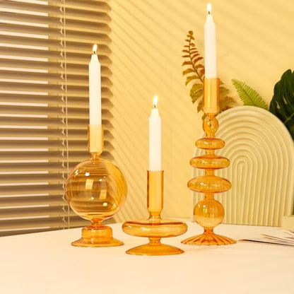 Candlestick Holders, Glass Candle Holders for Table Centerpiece, Taper Candle Stand Modern Style Black Candle Holder for Wedding Decor and Dinner Party (Color : Black)