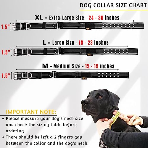 ADITYNA - Heavy Duty Dog Collar with Handle - Thick Dog Collar for Large Dogs - Wide, Reflective, Tactical, Soft Neoprene Padded - Perfect Dog Collar for Training and Walking