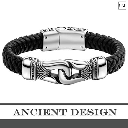 Urban Jewelry Amazing Stainless Steel Men's link Bracelet Silver Black 9 Inch with Necklace Option 21 inch (With Branded Gift Box)