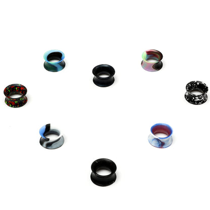 WBRWP 48/32/24/22/20/16/12pcs Ear Tunnels and Plugs - Double Flared Hollow Hard/Soft Silicone Ear Gauges - Ear Expander Stretcher Body Piercing Jewelry 8g-1"