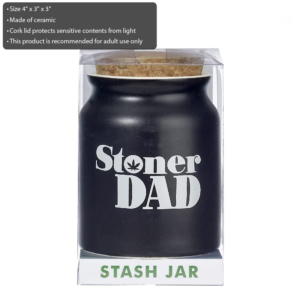 FASHIONCRAFT - Stoner Dad Half Ounce (300ml) Ceramic Stash Jar, Small Airtight Containers for Herbs & Spices, Cute Almost Smell Proof Container Jar