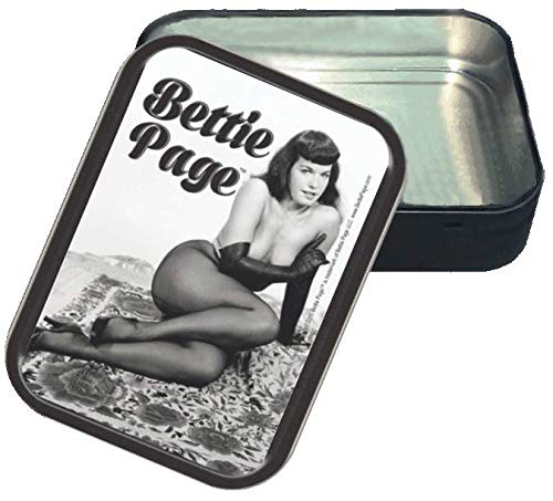 Stash Tins Bettie Page Sexy Storage Container 4.37" L x 3.5" W x 1" H