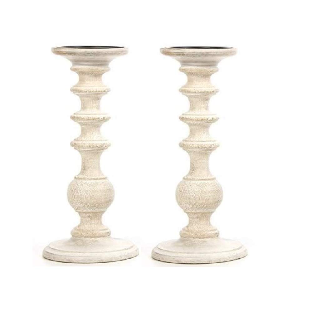 Hosley White Wooden Pillar Candle Holder Country Style 7 Inch High Ideal Gift for Wedding Party Special Occasion or as a Candle Holder W1