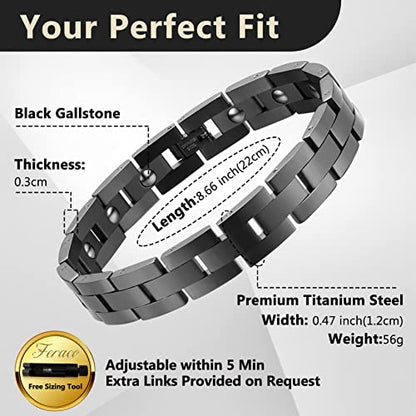 Feraco Magnetic Bracelets for Men Sleek Titanium Stainless Steel Magnetic Bracelet with Sizing Tool, Health Magnetic Field Therapy Gifts for Men (Silver)