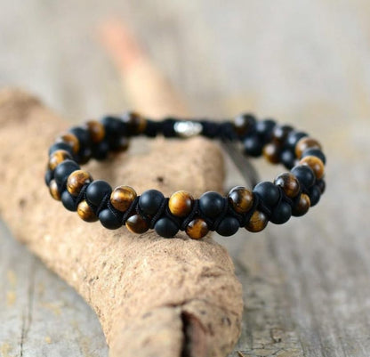 Black Obsidian Hematite Triple Protection Bracelet 10MM beads Set, Blue Tiger Eye Beads Bracelets, Lava Stone bracelets for Men Women