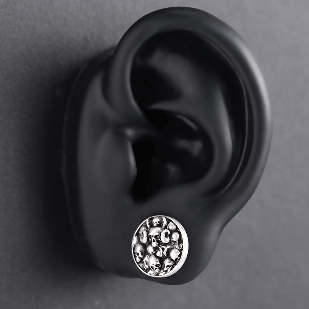 2PCS Surgical Steel Screw Fit Flesh Tunnels Skeleton Gothic Ear Expander Stretching Plugs Gauge 0G-1"(8mm-25mm)