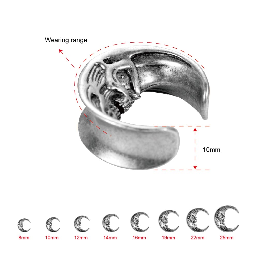 2PCS Moon Ear Gauges Ear Plugs and Tunnels Gauge for Ears Expander Piercing Gauge 10mm-25mm(00g-1")
