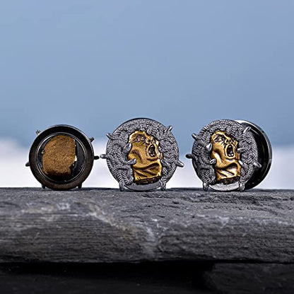 2PCS Cool Ear Gauges Gothic Skull Flesh Tunnels Screw Fit Plugs For Stretched Ears Expander Hanger Piercing Jewelry 0g to 1 inch