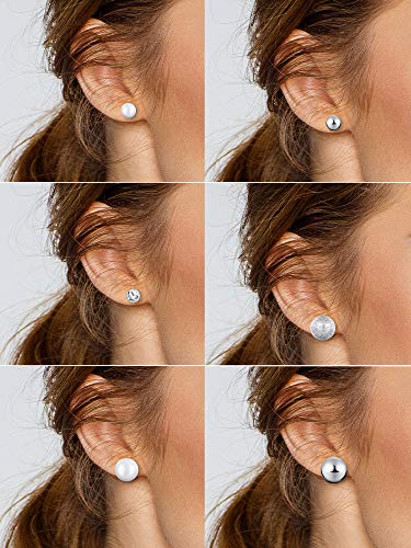 BBTO 24 Pairs Stud Earrings Crystal Pearl Earring Set Ear Stud Jewelry for Girls Women Men, Silver and Gold